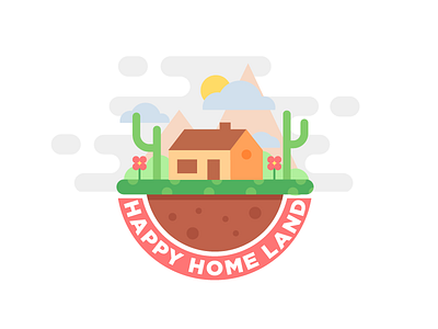 Happy Home Land colorful design flat happy home house land landscape logo nature