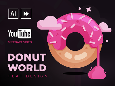 Donut World SpeedArt design donuts flat process tutorial video youtube