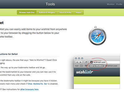Bookmarklet Instructions bookmarklet browsers favlet help instructions safari wishlist wishlistr