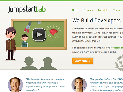 JumpstartLab courses dax home page illustration pt sans rails ruby training video