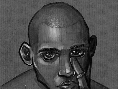 Man portrait blackandwhite digital art illustration portrait procreate