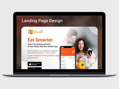 Landing Page Design for RecipeIQ design healthy lifestyle landing page landing page design landing page ui layoutdesign nutrition app recipe app webdesign