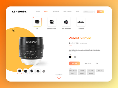 Lensbaby Website Shop Page Redesign app branding design illustration ui ui design ux ux design ux research