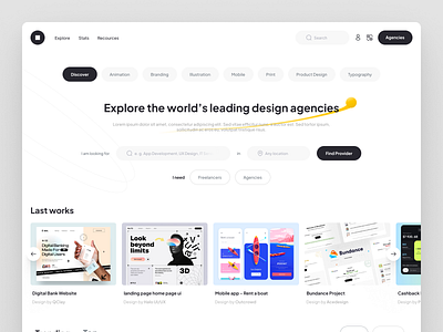 Website for finding design agencies agencies company workflow design find finding design agencies interface minimal design search site site for finding ui ui design ux web web site