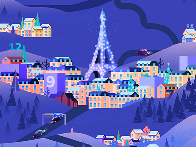Little Paris advent calendar christmas eiffel tower france illustration illustrator paris winter