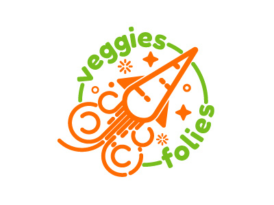 Fun Carrot Rocket carrot folies fun green logo orange rocket stars vegan veggies