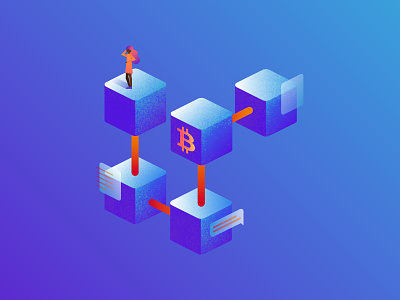 Blockchain blockchain illustration isometric landing person