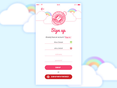 Daily UI challenge #001 app cute daily ui form fun rainbow sewing sign up