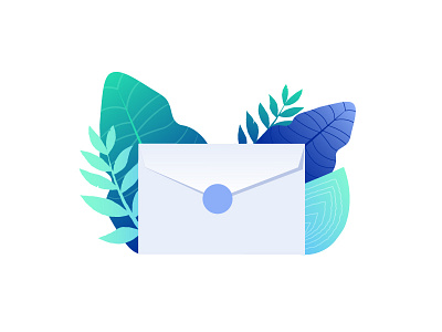 Letter design envelop gradients green illustration illustrator leaf leaves letter mail vector