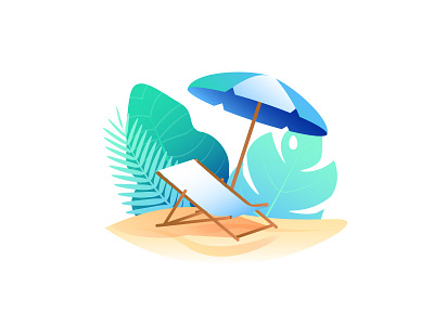 Summer vacation beach bird calm gradients green illustration illustrator leaf summertime vector