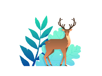 Stag blue branding deer gradients green illustration illustrator leaf stag