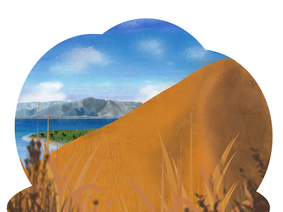 kenawa beach hills illustration scenery