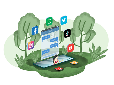flat ilustration social media at relax time illustration isometric art isometric illustration ui vector