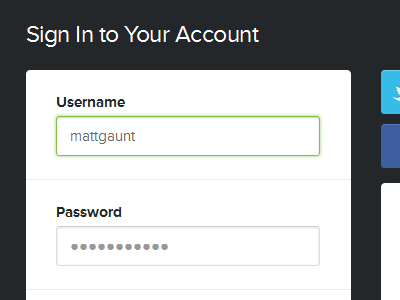 Sign in form fields form input login registration sign in social