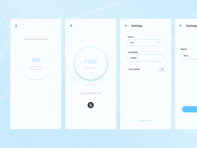 Talk to Strangers Voice Chat App Concept adobe xd chat app fancy figma glassmorphism minimal minimalistic modern neumorphism ui ui design uid ux design uxdesign