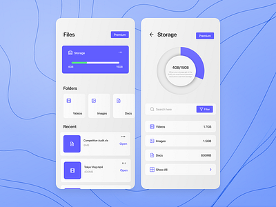 Cloudy - Cloud Storage App ☁️ adobe xd adobe xd design adobexd cloud storage concept design fancy figma flat flatdesign glassmorphism graphic graphic design modern neumorphism ui ui concept ui design uid ux design