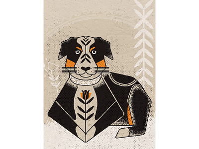 A Dog Named Frank australian shepherd dog doggy folk art folkart haida illustration illustrator vector vector art