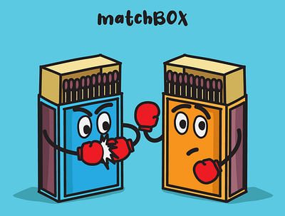 MATCH BOX adobe boxing design doodlekite flat illustration illustrator matchbox vector warmcolors wordplay words