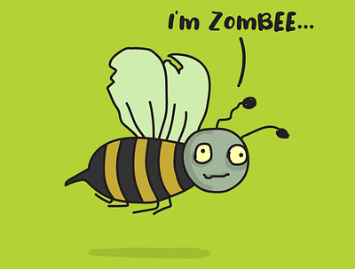 ZOMBEE adobe bee design doodlekite flat illustration illustrator minimal vector virus warmcolors zombee zombie zombies