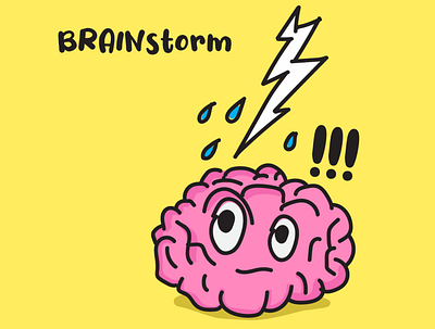 BRAIN STORM adobe brain brain logo brainnstorming brainstorm design doodlekite flat illustration illustrator minimal pink storm vector warmcolors