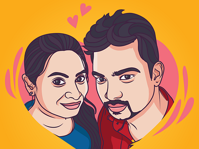 Coupl adobe caricature design doodlekite illustration illustrator vector warmcolors yellow yellowish