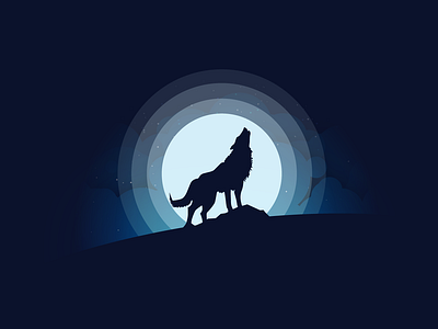 Landscapes 02 adobe blue dark design doodlekite dusk fullmoon howl illustration illustrator stars vector