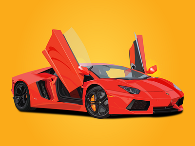 Lambourghini Aventador 01 adobe design doodlekite illustration illustrator lamborghini orange trace vector warmcolors yellow yellowish