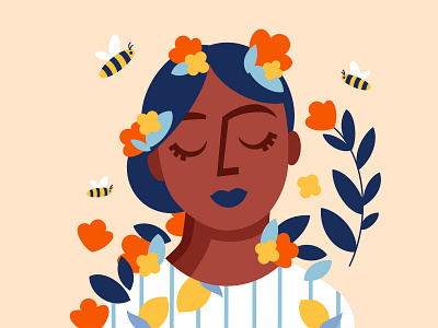 Flower Lady bees character character design design digital art flowers illustration lady nature powerful women procreate shape woman