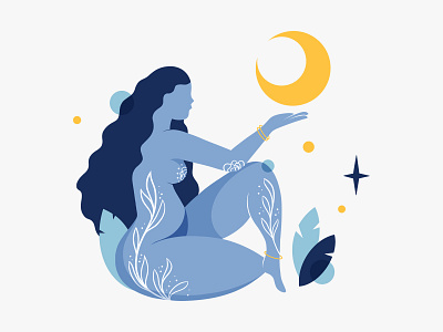 Moon Lady character design digital art illustration nature pattern powerful women procreate shape woman women empowerment