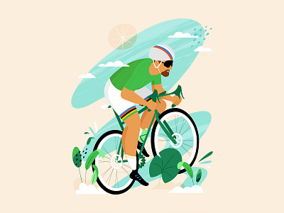 Cycling Passion beige bike blue character character design cycling design digital art green illustration sports