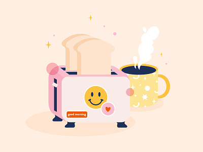 Morning Toast adobe illustrator beige breakfast digital art food illustration foodie illustration morning pink toast vector vector art yellow