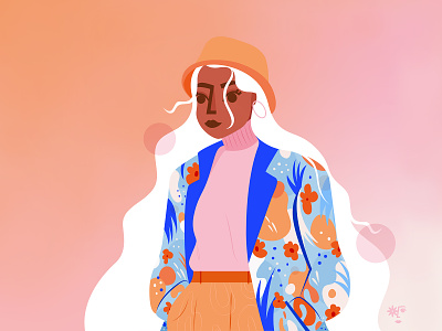 Autumn Look adobe illustrator autumn blue character character art character design digital art fall vibes fashion illustration outfit pink red vector art