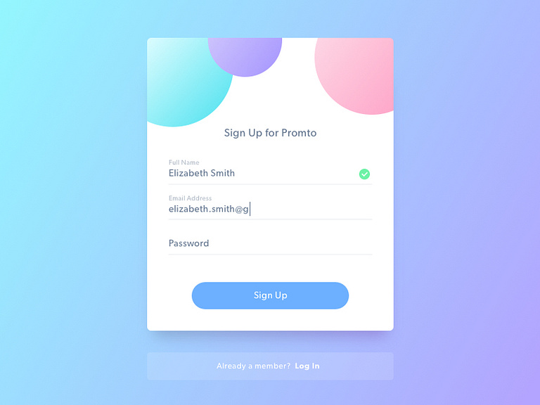 Promto Sign Up Form by Ioannis Nousis on Dribbble