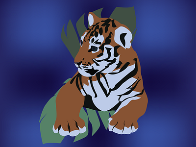 Tiger Cub 🐅 adobe illustrator artistic clipart design digitalart gradient icon illustration poster design tiger vector vector art vector illustration