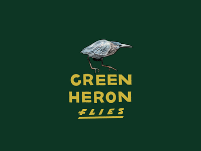 Green Heron Fly Tying branding design digital illustration logo typography