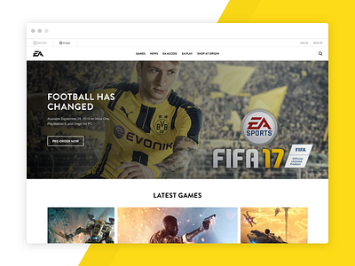 EA Redesign ea games gaming homepage redesign website