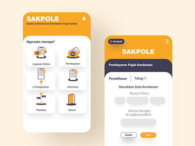 SAKPOLE - Aplikasi Bayar Pajak Kendaraan SAMSAT Jawa Tengah orange pajak samsat tax ui