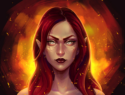 Girl portrait 2dart character digital illustration digital painting digitalart fashion fire girl illustraion portrait