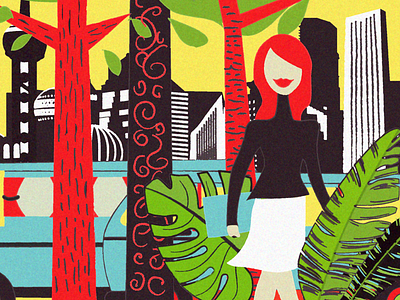 Illustration on women's entrepreneurship city entrepreneurship gender equality woman