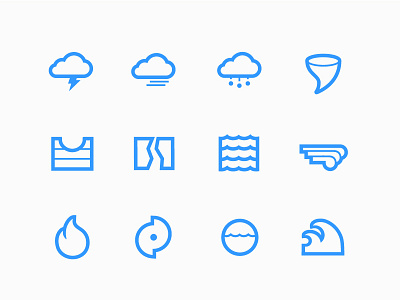 Natural Hazard Icon Set: Stroke by Laura Merriman on Dribbble