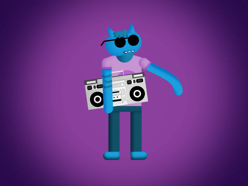 Cat Animation after effects animation cat character design dancing ghetto blaster