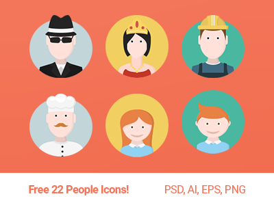 Free 22 People Icons icons free flat 100 svg psd ai pack freebies color icons