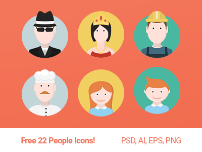 Free 22 People Icons 100 ai color icons flat free freebies icons pack psd svg