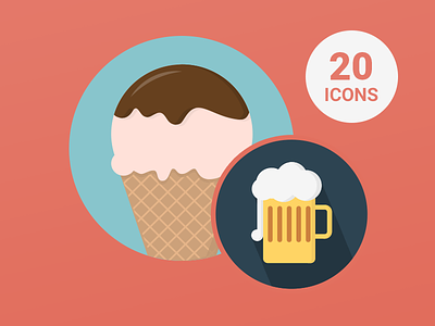 Free 20 Food & Drink Icons ai drink eps food free freebie freebies icons icons pack vector