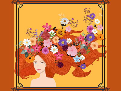 You're a Natural art beauty design flat flower illustration flowers graphic design illustration illustrator model nature new portrait art style unique wavy