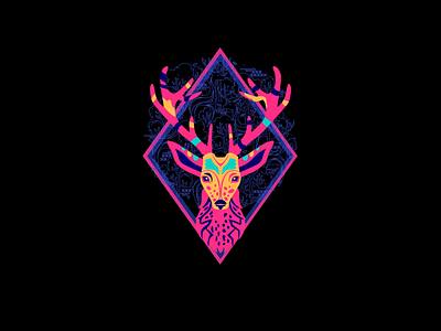 Neon Deer animal art beauty bold branding design graphic design illustration logo neon colors profile style