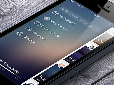 Can not tell yet app blur flat ios7 iphone menu profile simple stream transparent video