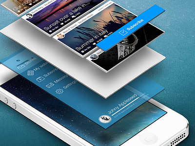iOS Layering app blur flat ios7 iphone menu profile simple stream transparent video