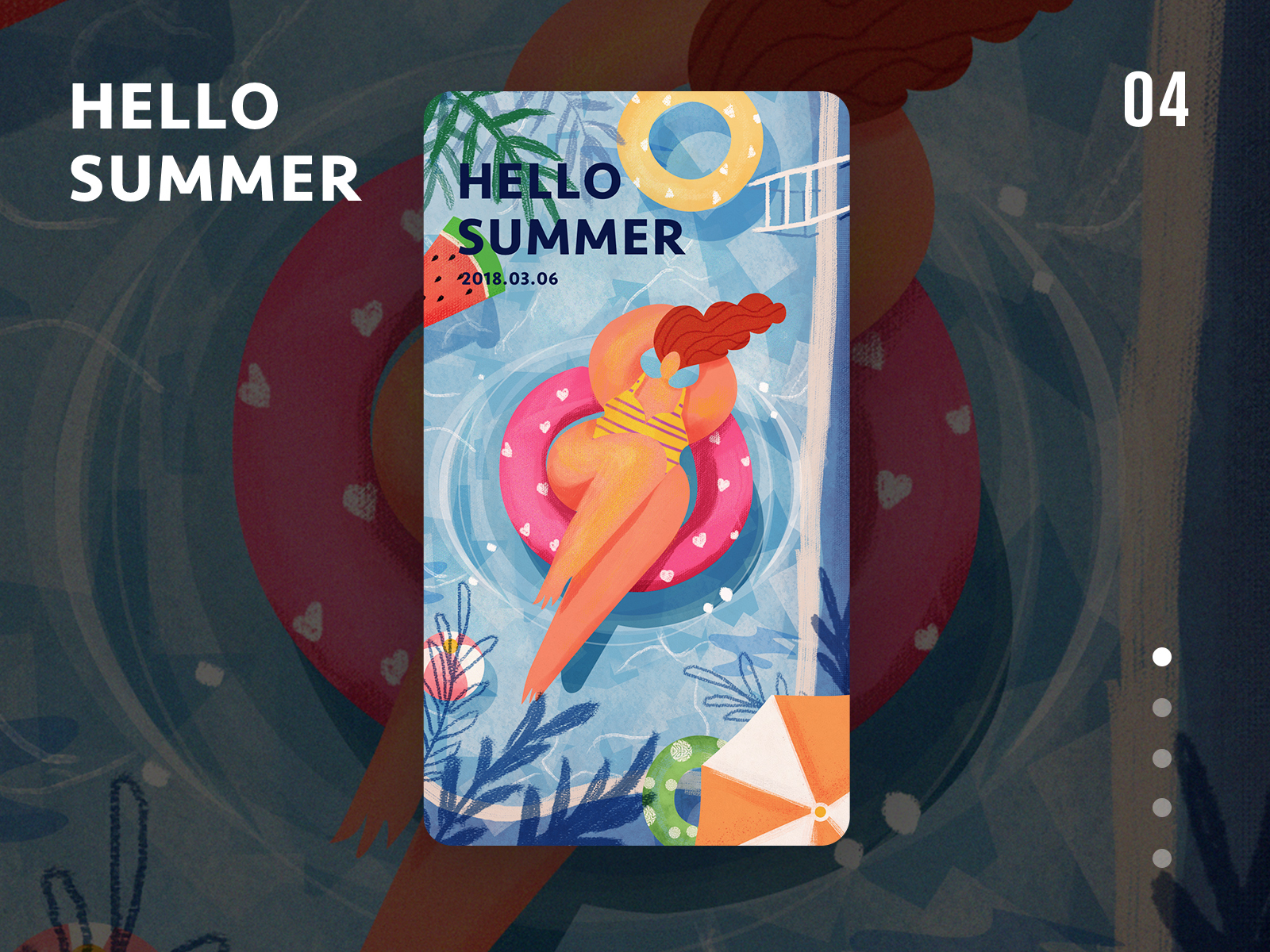 Hello, summer. design forest hello illustrations season summer. swimming swimming pool ui 插图 森林 潮流插画 节日