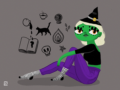 Platinum Blond Witch digital drawing illustration illustrator procreate witch